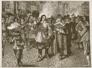 Přijetí Moncka v Londýně, ilustrace z Cassells Illustrated History of England (sépiová fotografie) od English School
