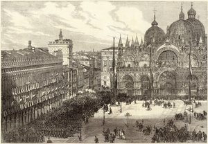 Přijetí italských jednotek před katedrálou sv. Marka od English School