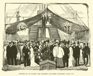 Přijetí na palubě moderní japonské válečné lodi Seiki, 1878 od English School