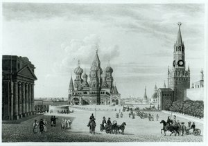 Rudé náměstí, Moskva, z Povaha Rusů a podrobná historie Muscovy od Roberta Lyalla, vydané 1823 od English School