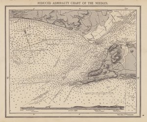 Zredukovaná admirálská mapa Jehly (barevná litografie) od English School