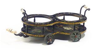 Regency vinný tácek od William Leeson & Sons, kolem 1820 (papier mache & ivory) (viz také 441500) od English School