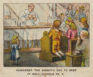 Pamatuj na den sabatu, aby byl svatý, Exodus XX 8 (barva litho) od English School