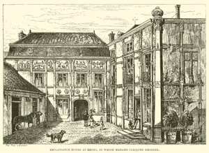 Renesanční dům v Remeši, ve kterém bydlela madame Clicquot (rytina) od English School