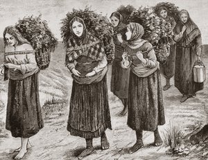 Návrat ze štítu, Hebridy kolem roku 1880, z „Scottish Pictures“ vydané společností Religious Tract Society, 1886 od English School