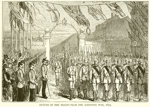 Návrat vojsk z války v Ashantee, 1874 od English School