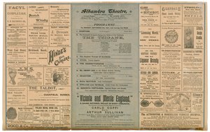 Rub reklamního letáku pro divadlo Alhambra od English School