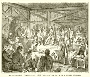 Revoluční nebezpečí roku 1848. Složení přísahy v tajném spolku od English School