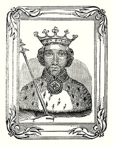 Richard II. se narodil v roce 1366, korunován byl v roce 1377 a zavražděn v roce 1399 (rytina). od English School