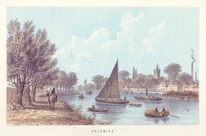 River Thames: Chiswick (barevná rytina) od English School