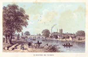 River Thames: Kingston-on-Thames (barevná rytina) od English School