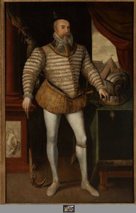 Robert Dudley, hrabě z Leicesteru, kolem 1532-88 (olej na plátně) od English School