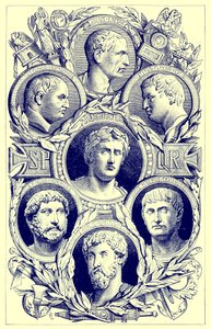 Římští císaři, ilustrace z Ilustrované historie světa, publikovaná kolem roku 1880 (digitálně vylepšený obrázek) od English School