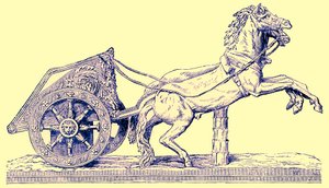 Římský závodní vůz, ilustrace z knihy Cassells Illustrated Universal History od Edwarda Olliera, vydané v roce 1890 (digitálně upravený obrázek) od English School