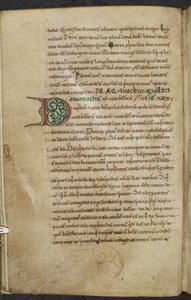 Royal 13. A.XI, f.59vInitial D.De temporum ratione.Bede ctihodný Různé práce o počítačích a astronomii.11. století-12. stol. od English School