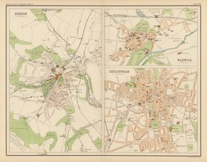 Royal Atlas, c 1900: Buxton; Warwick; Cheltenham (barevné lito) od English School