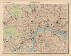 Royal Atlas, c 1900: Centrální Londýn (barevné lito) od English School