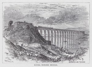 Royal Border Bridge (rytina) od English School