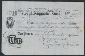 Royal Haymarket Bank, vtipná divadelní bankovka od English School