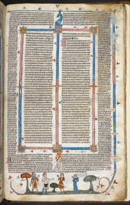 Royal MS 10 IV f.294r Středověké postavy a okrajová dekorace, ilustrace z 