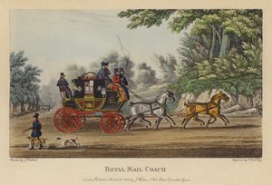 Royal Mail Coach (barevná rytina) od English School