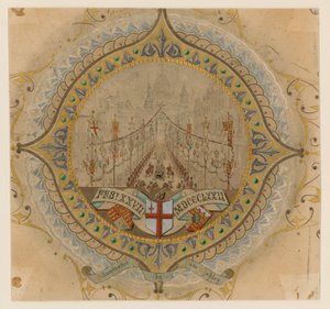 Návštěva královského průvodu Jejího Veličenstva v katedrále svatého Pavla, Londýn, 27. února 1872 od English School