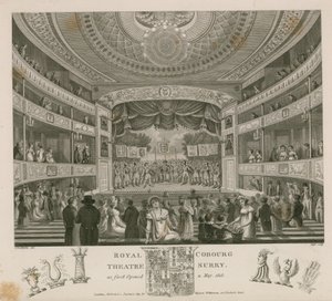 Royal Theatre, Cobourg, Surrey, poprvé otevřeno v květnu 1818 od English School