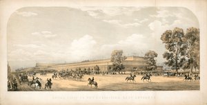 Královská návštěva Velké výstavy 1851, východní vchod od English School