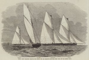 Royal Yacht Squadron Regatta, zápas o pohár Jejího Veličenstva, První Tack Off Old Castle Point (rytina) od English School