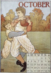 Rugbymen - anglický kalendář, v. 1895 od English School
