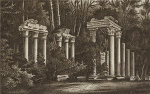 Ruiny ve Virginia Water (litho) od English School