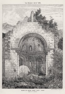 Ruiny Notre Dame Alet, Aude (rytina) od English School