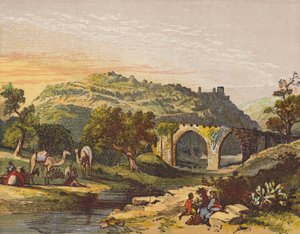 Zříceniny Samaří (barevná litografie) od English School
