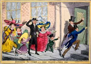 Running to Cover with the Bore Family in Full Cry, cca 1830 (ručně kolorovaná rytina) od English School