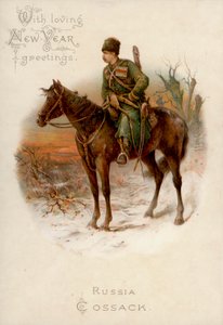 Ruský kozák na koni: Kozák na koni (chromolit) od English School