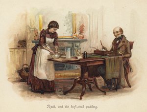 Ruth a pudink z hovězího steaku (chromolitho) od English School