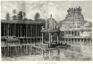 Posvátný bazén u Trichinopoly (rytina) od English School