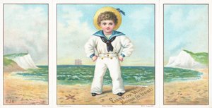 Sailor Boy na pláži, vánoční přání. od English School