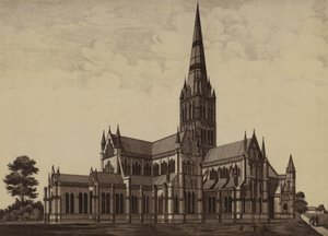 Katedrála v Salisbury, ze severovýchodu (litho) od English School
