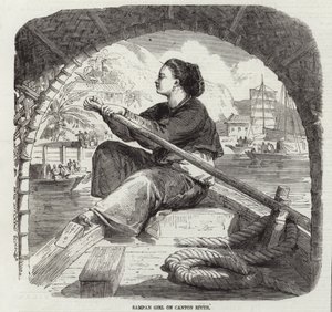 Sampan Girl na řece Canton od English School