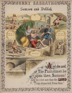 Samson a Dalila (barevná rytina) od English School