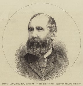 Samuel Laing, Esquire, poslanec, předseda Londýnské a Brightonské železniční společnosti (rytina) od English School
