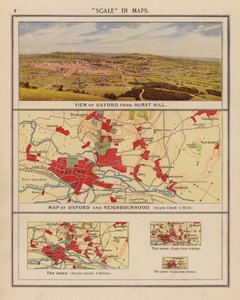 "Měřítko" v mapách (barevná litografie) od English School