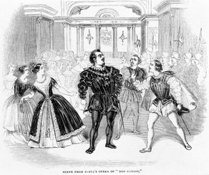 Scéna z Costas Opera of Don Carlos, 1844 od English School