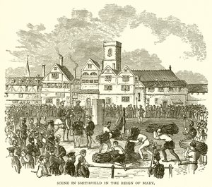 Scéna ve Smithfieldu za vlády Marie od English School