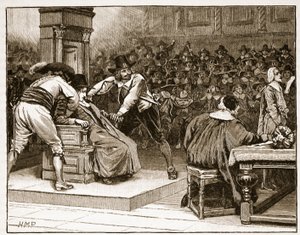 Scéna v Dolní sněmovně: předseda parlamentu pod nátlakem, ilustrace z Cassells Illustrated History of England (sépiová fotografie) od English School
