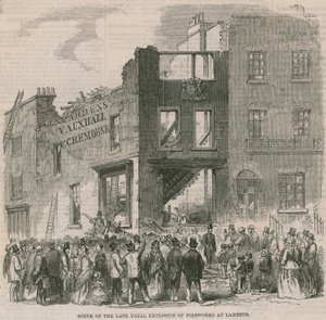 Scéna pozdního smrtelného výbuchu ohňostroje v Lambeth od English School