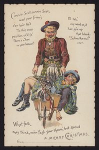 Skot veze svého opilého přítele domů na kolečku (chromolitho) od English School