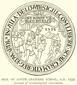 Pečeť gymnázia Louth, AD 1552 od English School
