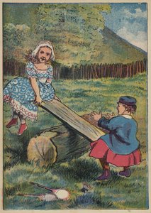See-Saw, Margery Daw (barevná litografie) od English School
